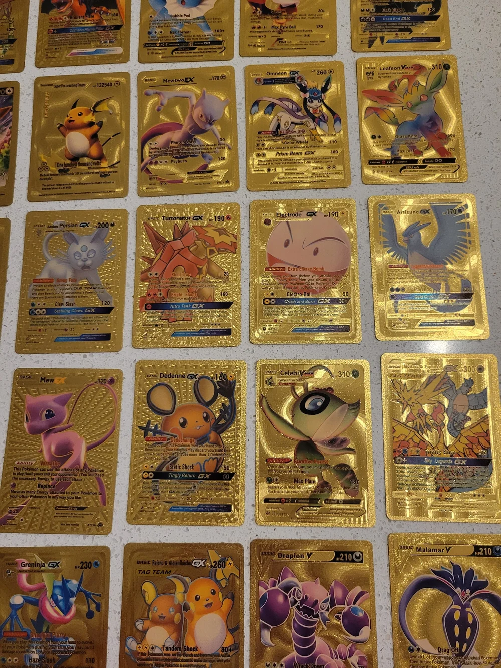 Lot of 50 Gold Foil Pokemon Card Fan Art Cards (All Cards Pictured) Great Cond